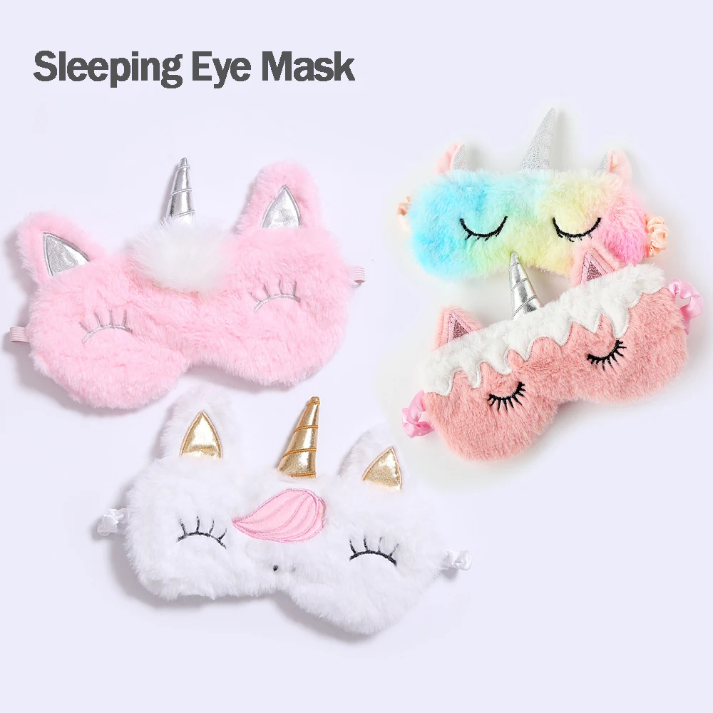 Оптовая продажа маска для сна в виде единорога милая детская мультяшное покрытие