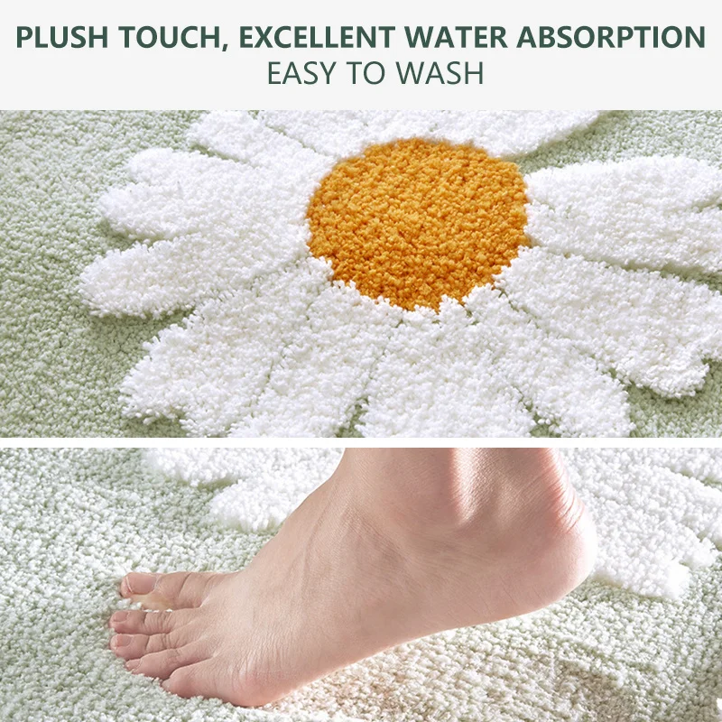 bath mat bathroom non slip rug daisy floral kitchen absorbent microfiber mat anti fall door mat for floor toilet household free global shipping