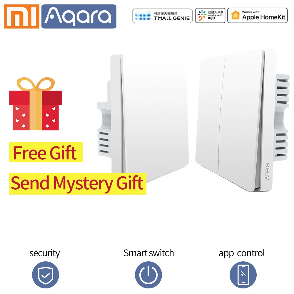Aqara, умный настенный светильник, переключатель Wi-Fi, приложение Zigbee, управление, умный переключатель, ключ, натуральный провод, живой провод, для Xiaomi, умный дом