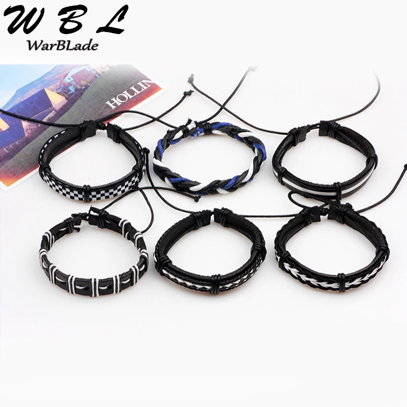 Браслет мужской из натуральной кожи 6 шт./компл.|Браслеты с шармами| |