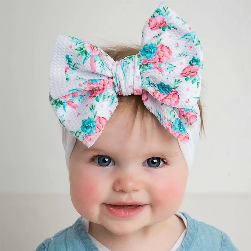 

New Bohemia Elastic Printed Flowers Kids Headband Newborn Infant Knot Bows Headwraps Baby Girls Headwear Cute Gifts Photo Props