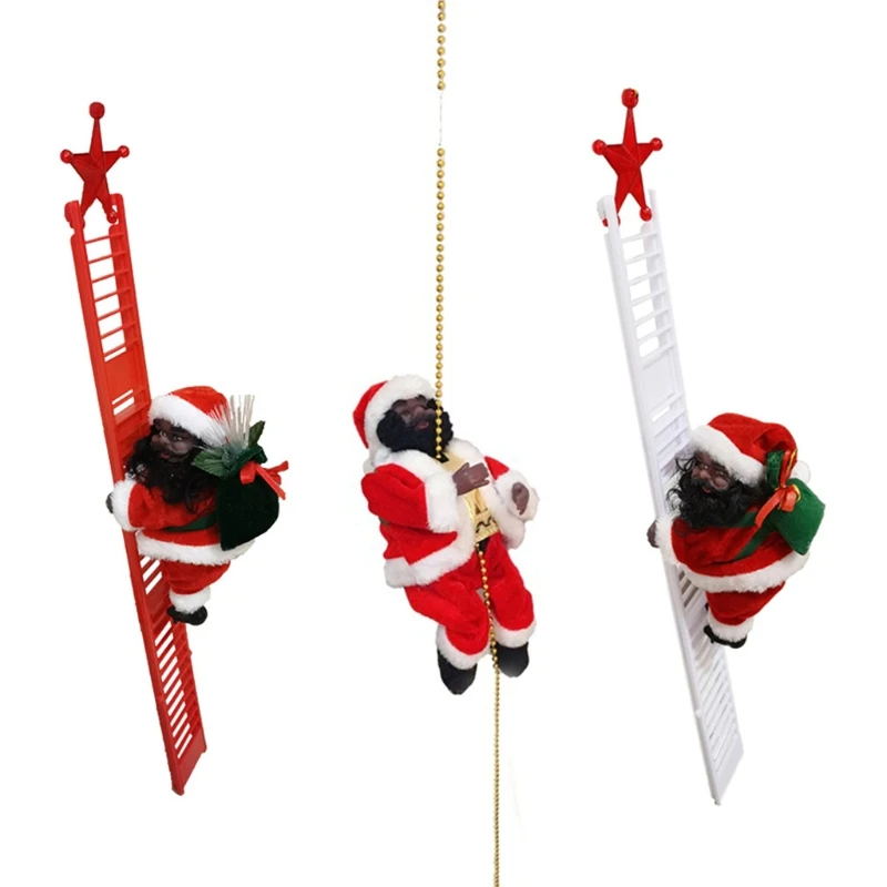 

Рождественская кукла, электрическое подъемное черное лицо, украшение Санта для елки, искусственное украшение на стену, подвесные плюшевые ...