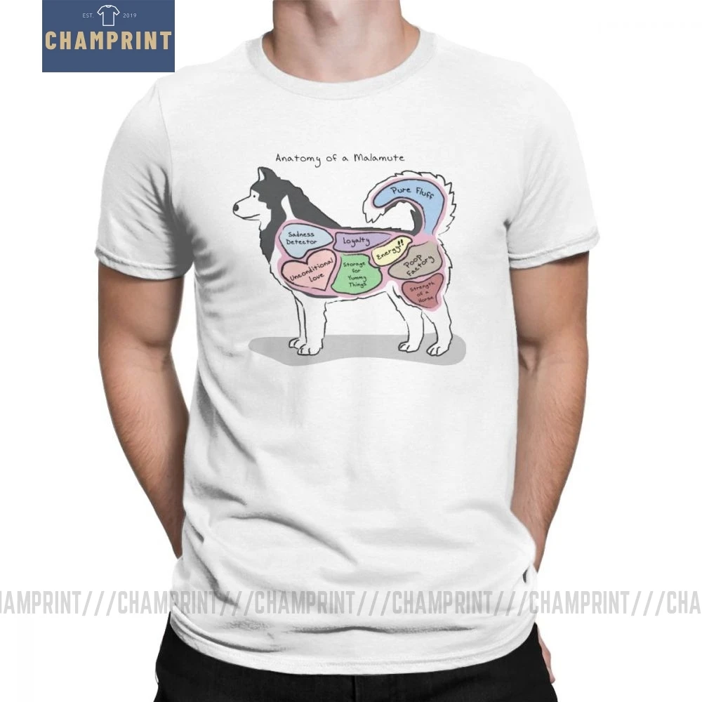 Анатомия маламут футболка для мужчин натуральный хлопок в винтажном стиле с