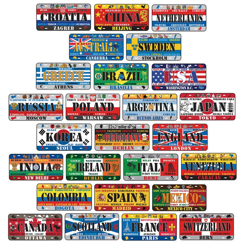 

Iron National Style Tin Sign Decorative License Plate Plaque Metal Vintage Wall Sign Home Bar Decor Iron Painting Metal Poster