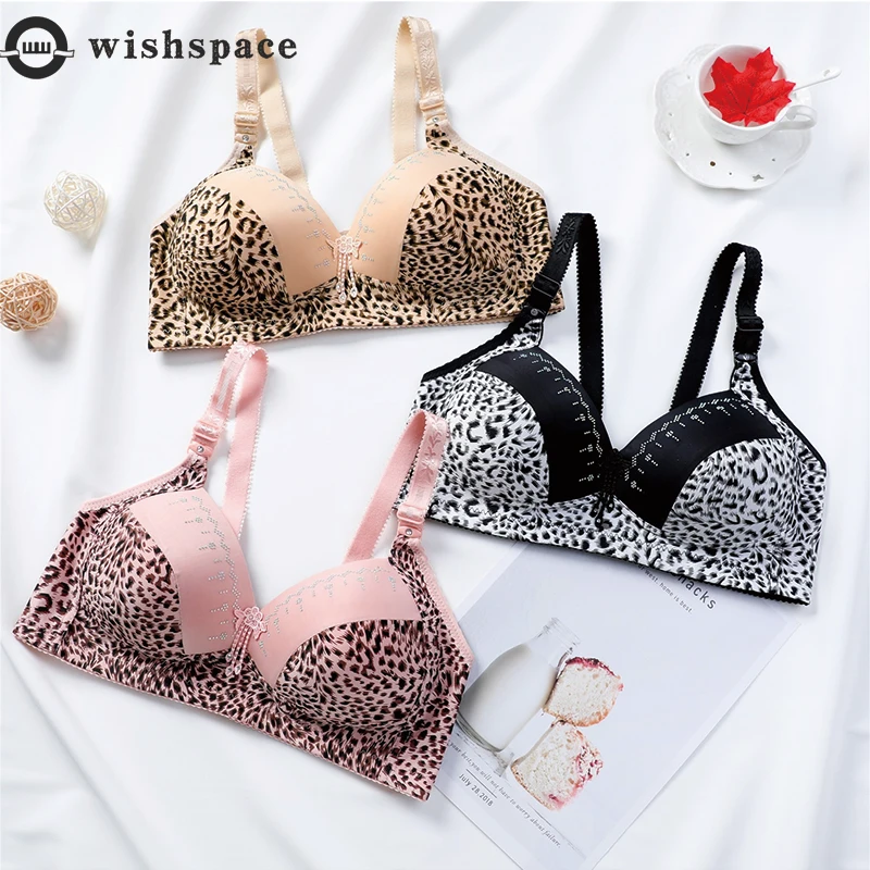 

Leopard Grain Gather Bra Bigger Sizes Thin Section No Rims on the Middle-aged and Old Women Underwear Gather Together a Bra