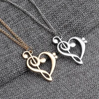 lucky love heart singer logo hollow zircon music symbol pendant necklace love woman mother girl gift wedding blessing jewelry