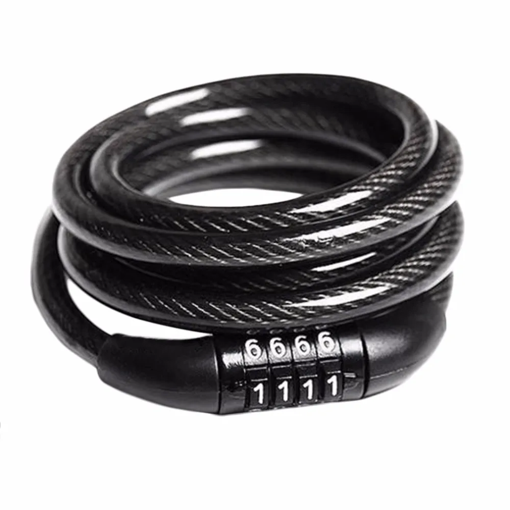 4 Password Digit Combination Bike Bicycle Riding Wheel Lock Steel PVC Wire Security Cable Safe Locks Safety Equipment|Велосипедный