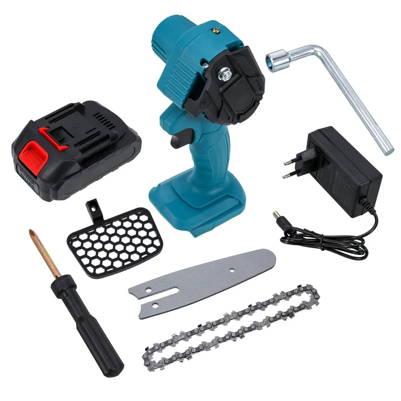 

4 Inch 24V Cordless Electric Handheld Pruning Chain Saw Wood Cutters Woodworking Chainsaw Power Tool with 2pcs Lithium Battery