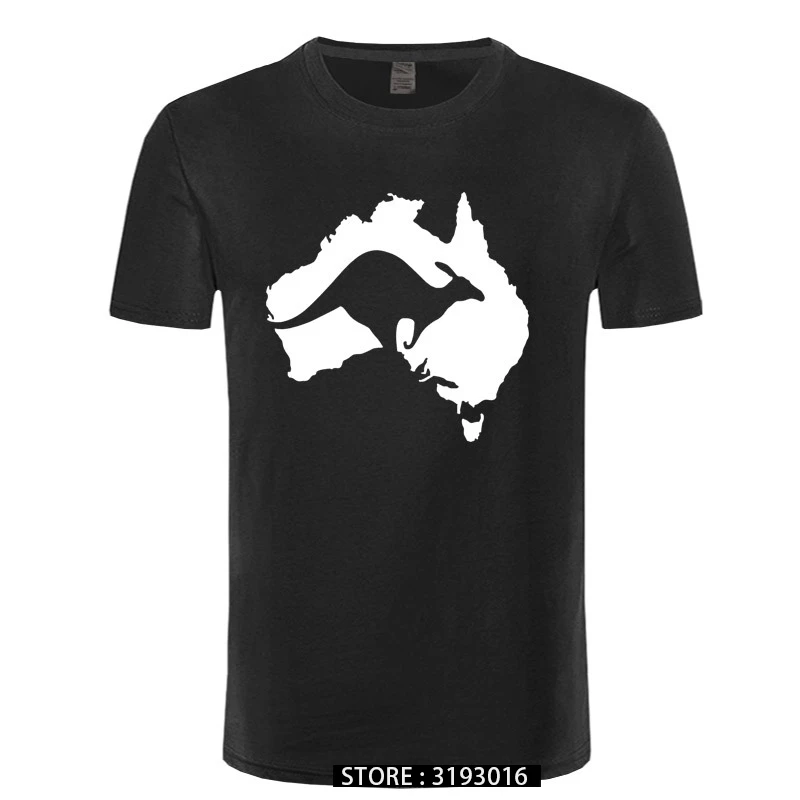 Крутая футболка с австралийской картой кенгуру мужские хлопковые топы круглым
