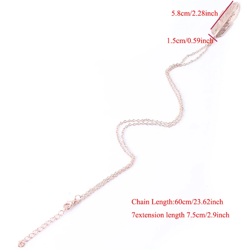 

Women Sweet Creative Feather Pendant Jewelry Girls Fashion Feather Pendant Chain Necklace Long Sweater Chain Statement