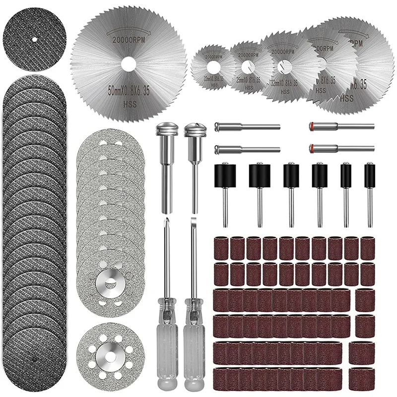 

JFBL популярное алмазное режущее колесо 110 шт диск буровые лопасти и оправка набор для роторного инструмента с быстрорежущими полотнами цирк...