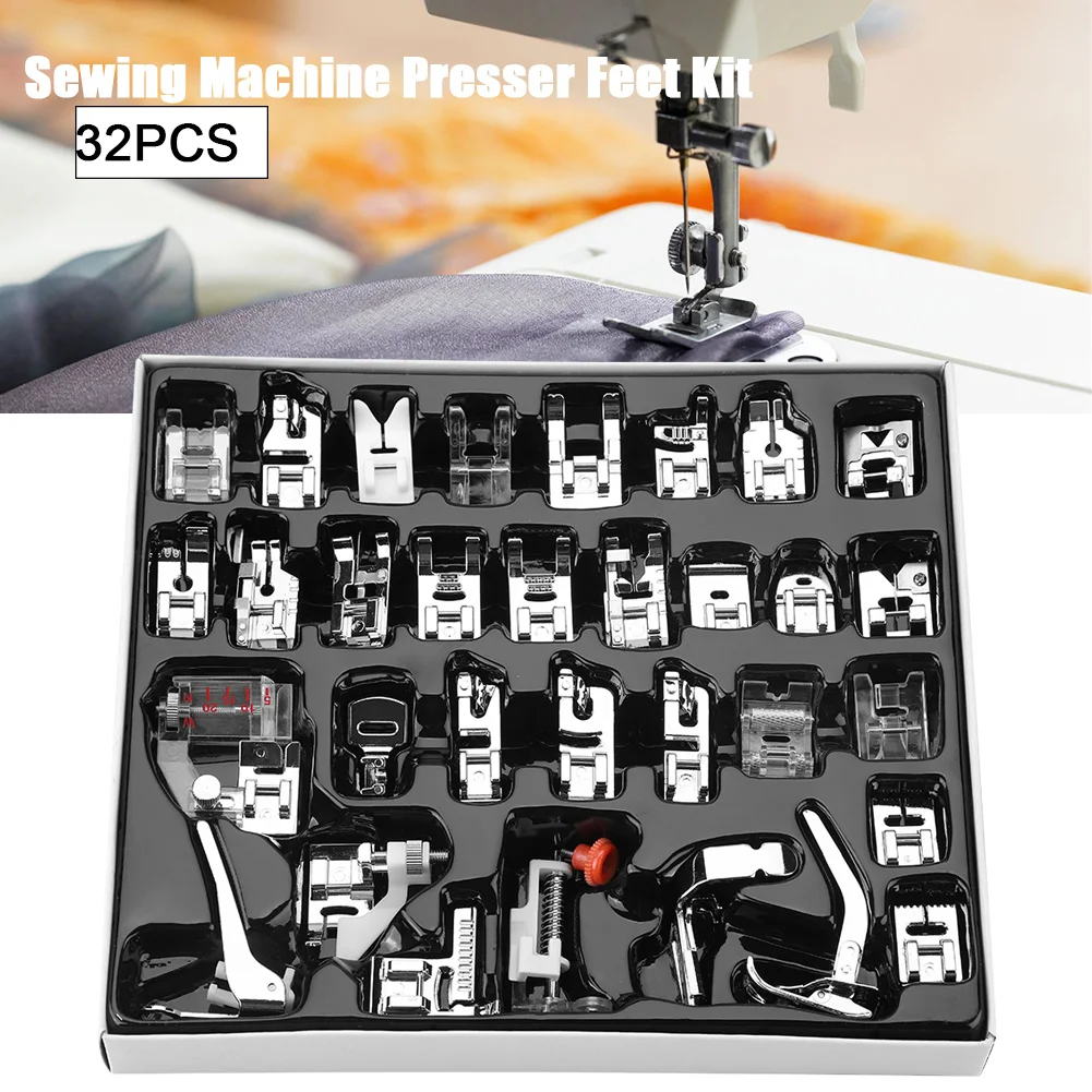 

32PCS/Set Multifunction Presser Feet Kit Stitching Walking Foot Presser Feet Household Sewing Machine Accessory Presser Foot Set