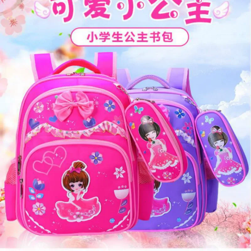 backpcak School bags Girls Primary Backpack Kids Orthopedic school Children princess schoolbags kids mochilas escolar infantil