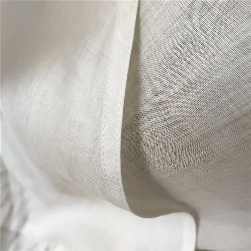 

V-neck Ruffles Women's Blouse 2020 New V-neck puff sleeve lace-up Waist Ramie Shirts and Top Fashion