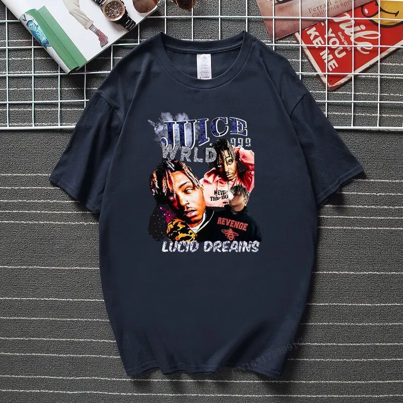 

Juice Wrld Mens Camisas Hombre Tshirtss New Fashion Hip Hop O Neck Pullover Casual Rap Tees Top Men Streetwears Top T Shirt