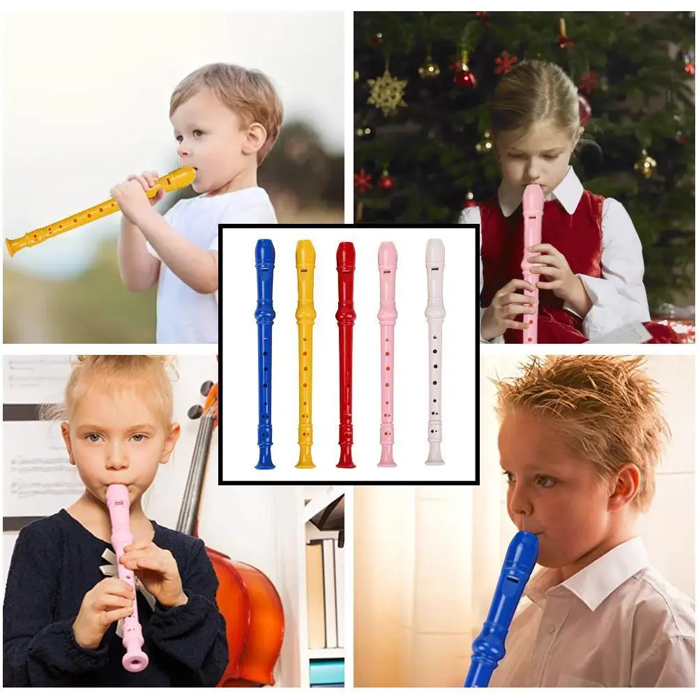 

8-Hole Long Flute Soprano Recorder ABS Recorder With Cleaning Rod Educational Musical Instrument Tool For Beginner Kids Toys
