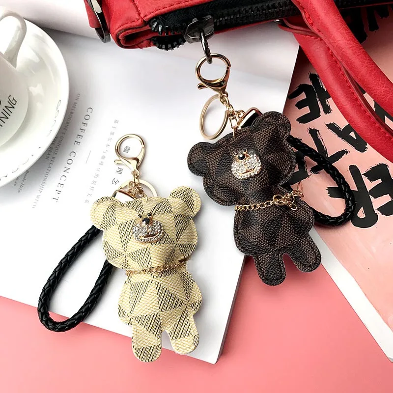 2019 милый брелок из искусственной кожи с медвежонком для ключей на сумке Модный
