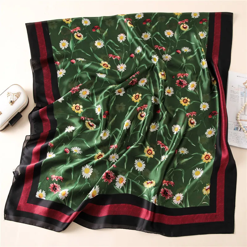 Женский шарф из чистого шелка роскошный брендовый дизайнерский с принтом