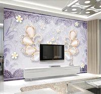 modern light blue simple and generous 3d stereo flower butterfly mural custom wallpaper 8d waterproof wall covering