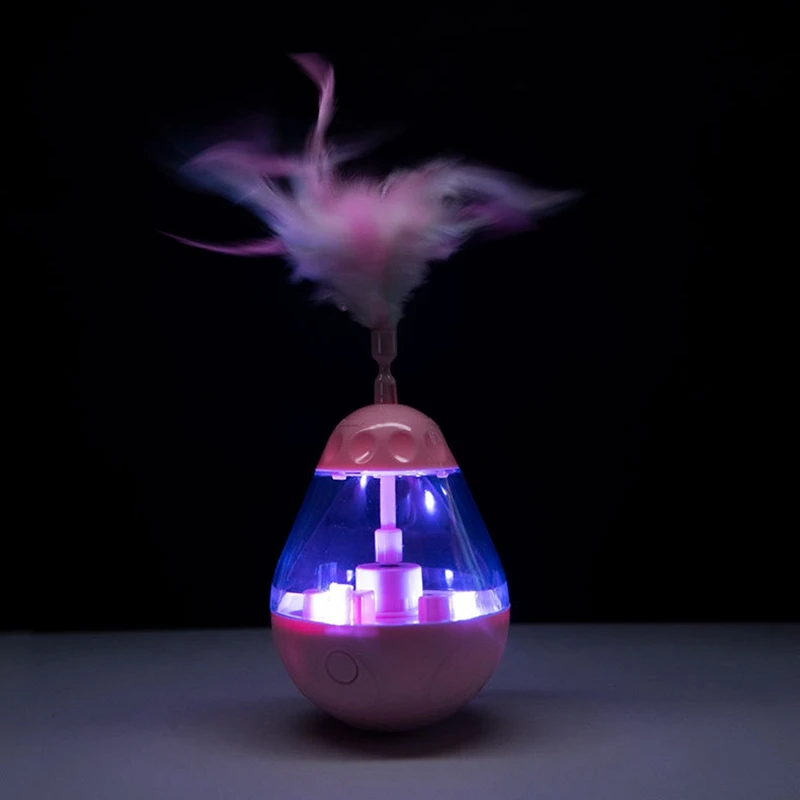 Interactive cat feather toy shaking leaking food container pet dog electric tumbler feeding automatic ball rotating pet supplies