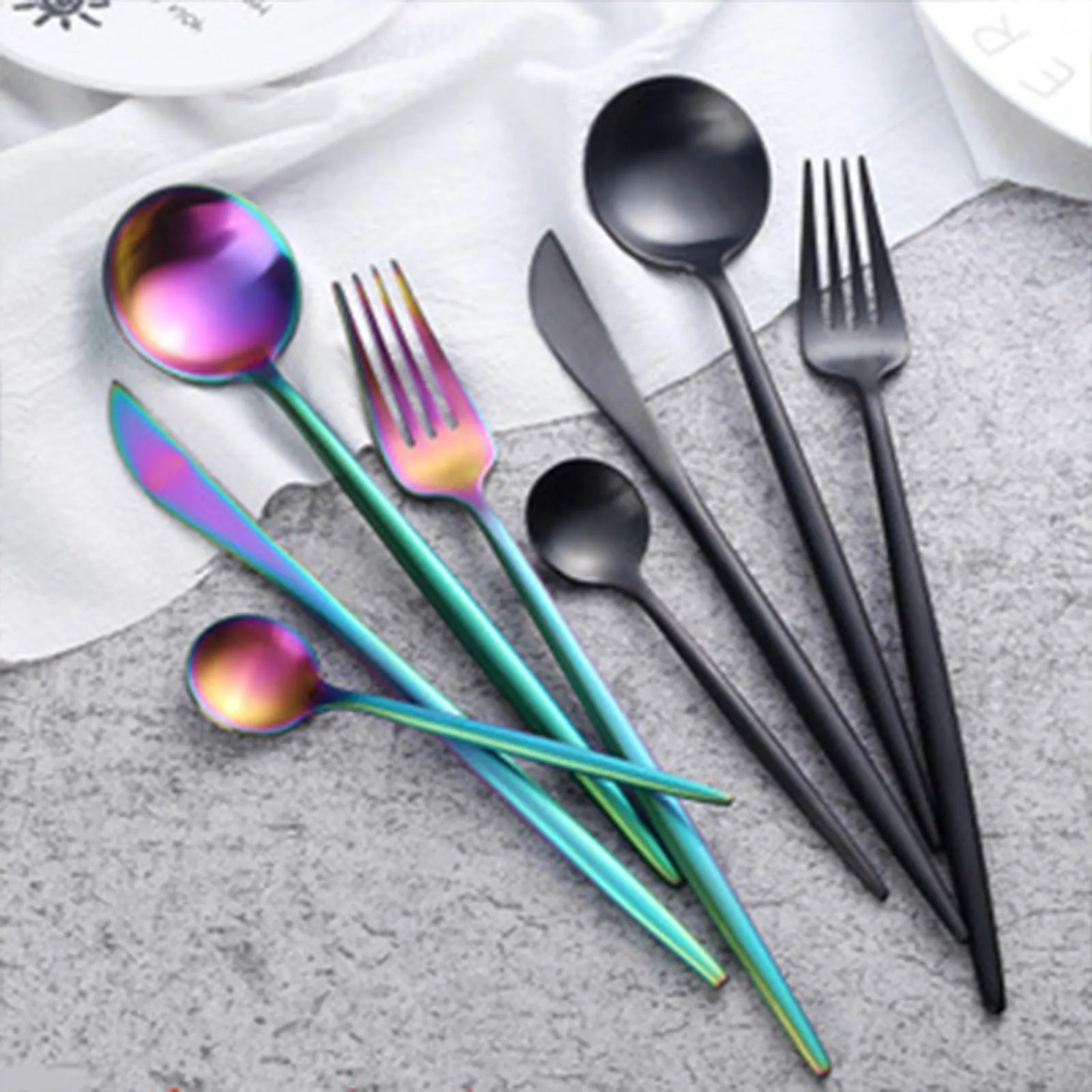 

4PCs New Gold Cutlery Set Mirror Dinnenrware Set Picnic Party Stainless Steel Flatware Dinner Knife Fork Spoon Teaspoon For Home