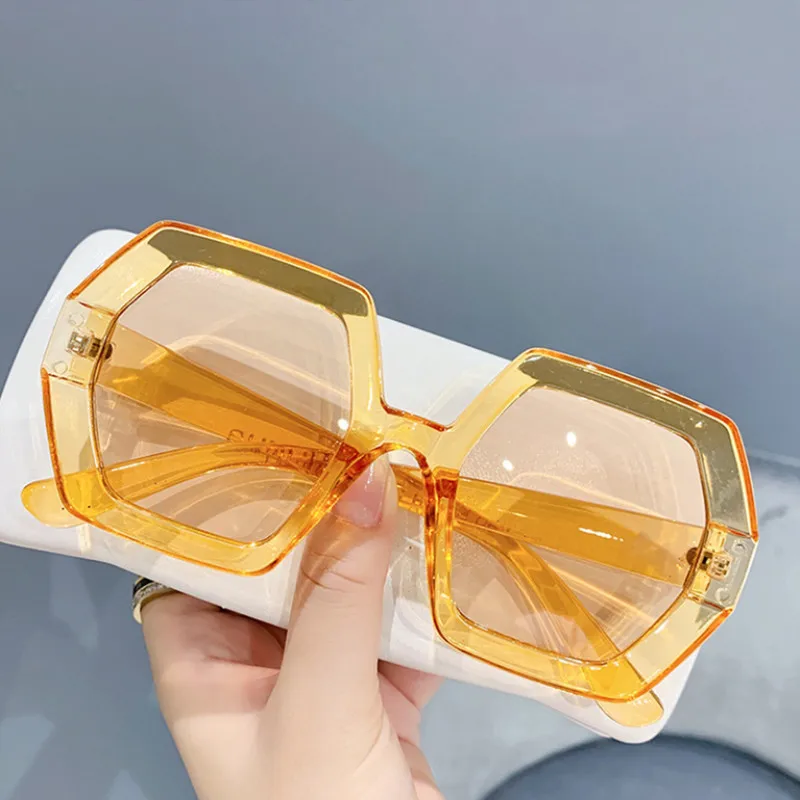 

New Trend Oversized Square Designer Sunglasses For Women Gradient Elegant Classic Eyewear Vintage Luxury Brand Men Big Shade