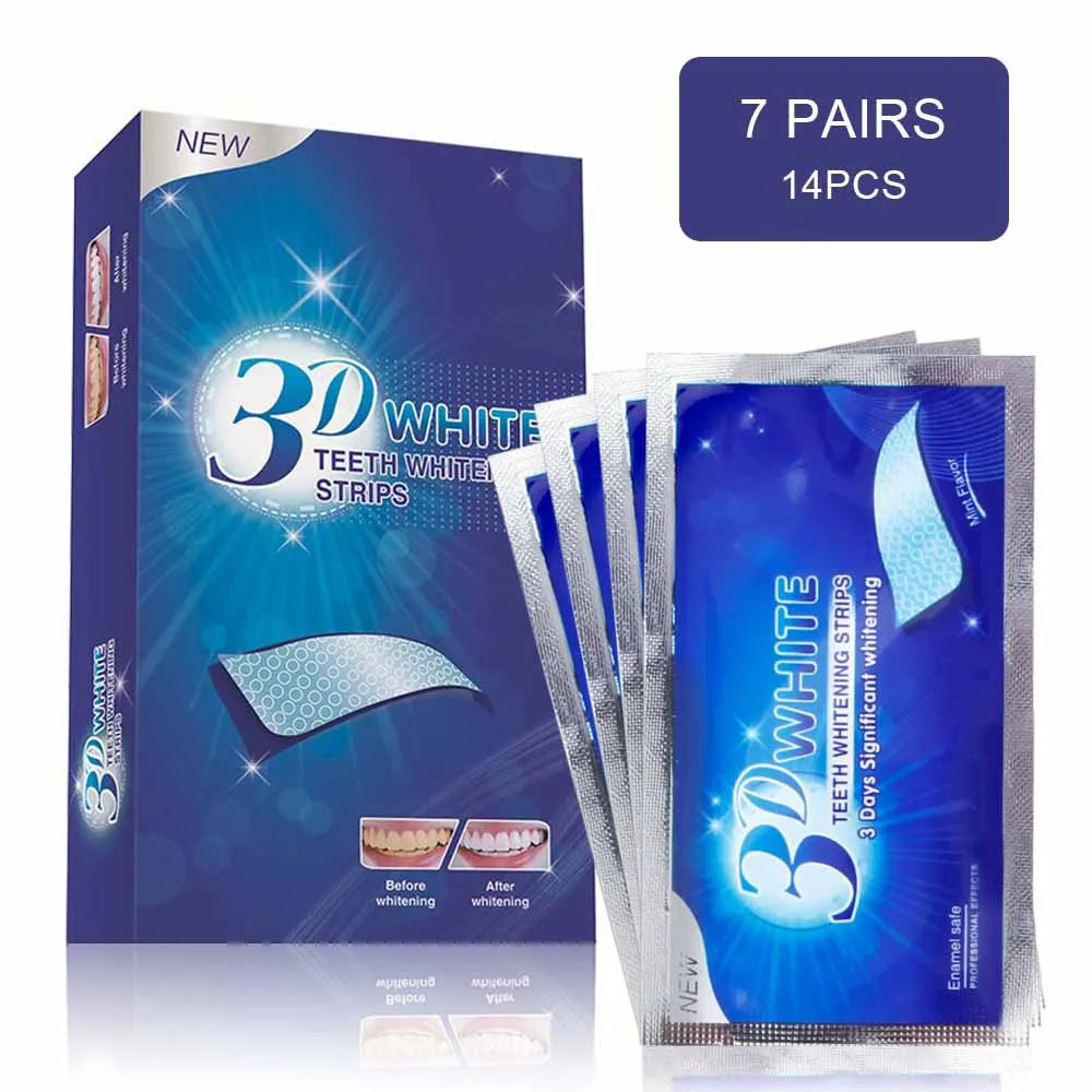 7Pair 14Pcs 28 шт./14 пар 3D белые гелевые отбеливающие полоски для зубов, инструменты для стоматолога, полоски для гигиены полости рта, полоски для накладных зубов, виниры Smi - Цвет: 7Pair 14Pcs