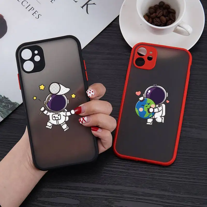 

Cartoon Astronaut space universe Phone Case matte transparent For iphone 7 8 11 12 plus mini x xs xr pro max cover