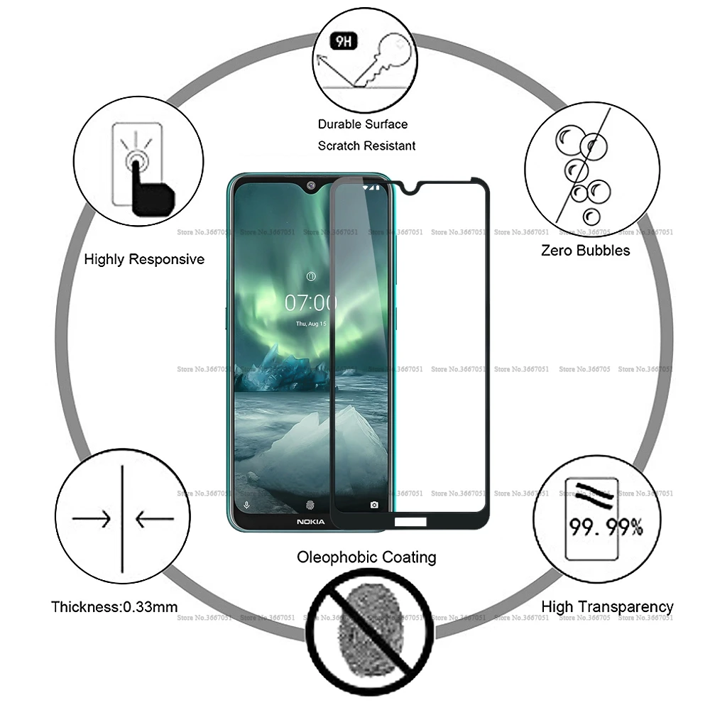 Закаленное стекло с полным покрытием для Nokia 2 3 6 7 8 1 9 4 Plus 9H Защита экрана