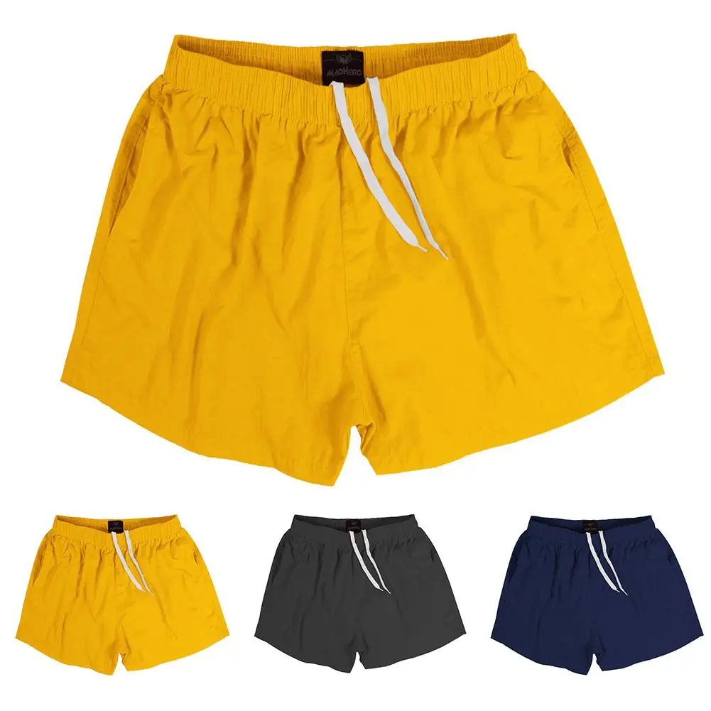 

Summer Solid Color Men Shorts Quick Drying Elastic Drawstring Beach Swim Trunks
