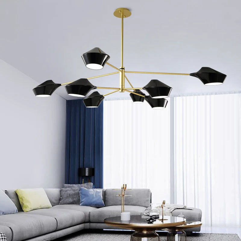 Скандинавская черная люстра с абажуром железный современный светодиодный