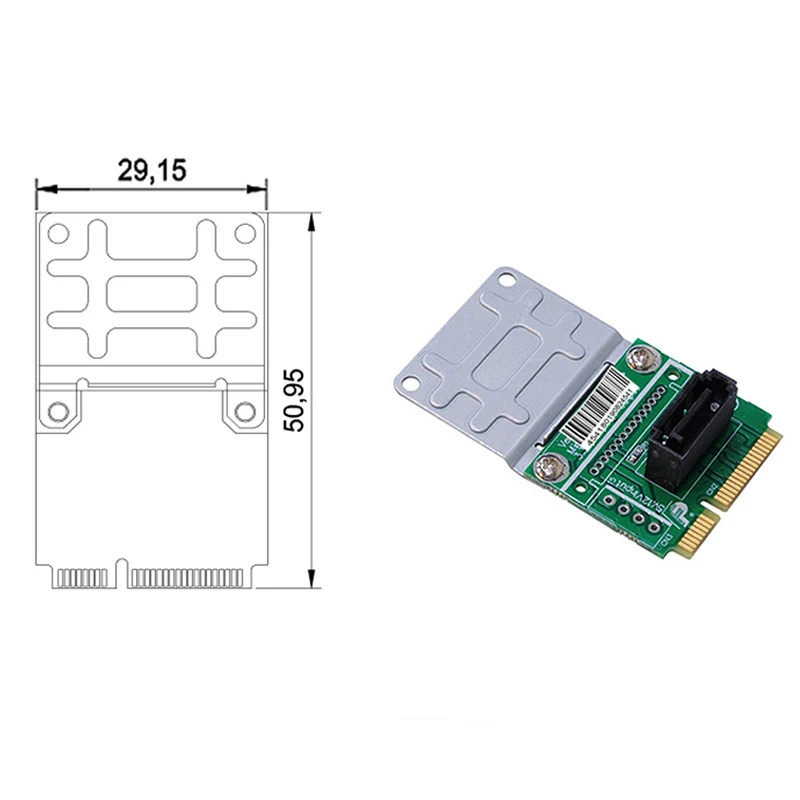 Адаптер mSATA SATA переходник с Mini на 7Pin металлический Удлинительный кронштейн