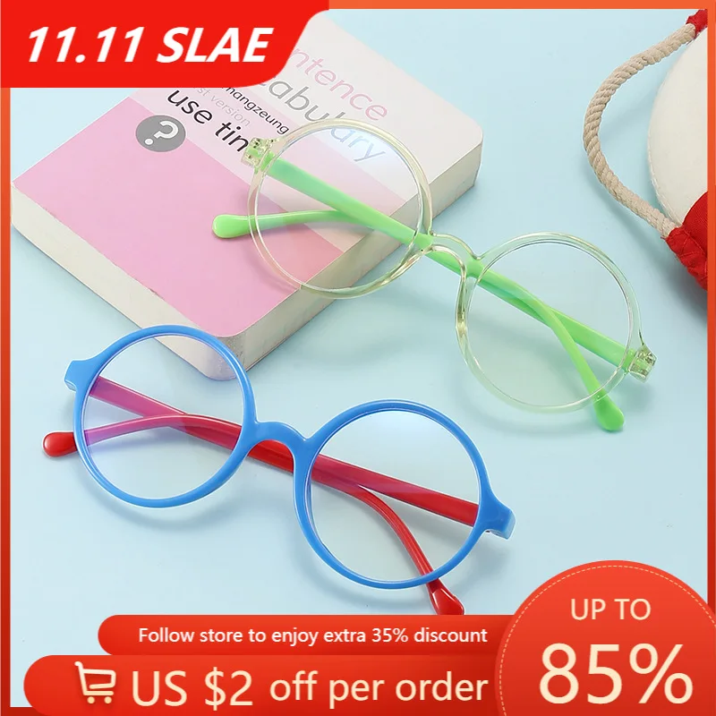 

Kids Computer Glasses Round Blue Filter Glasses Blue Light Blocking Glasses Transparent Clear Eyeglasses Transprent Lens Frames