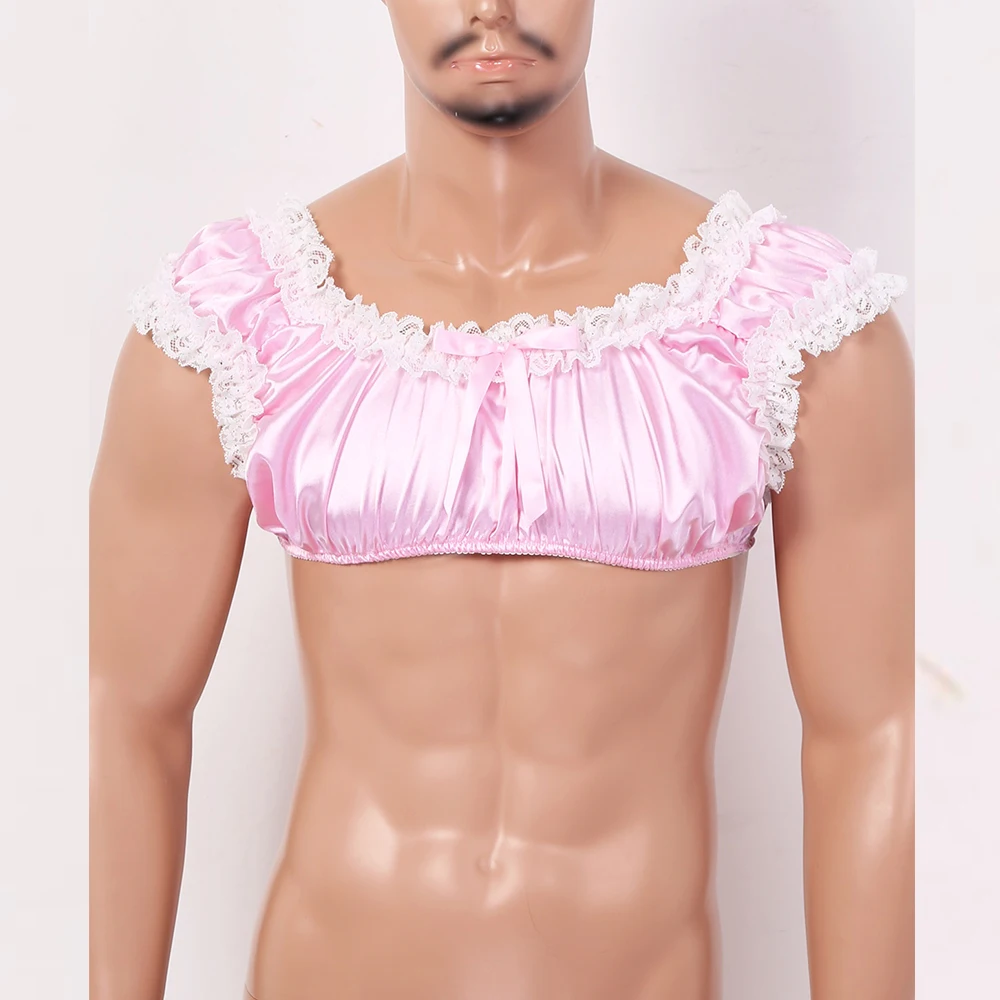 Мужской Атласный укороченный топ гладкий атласный бюстгальтер с глубоким