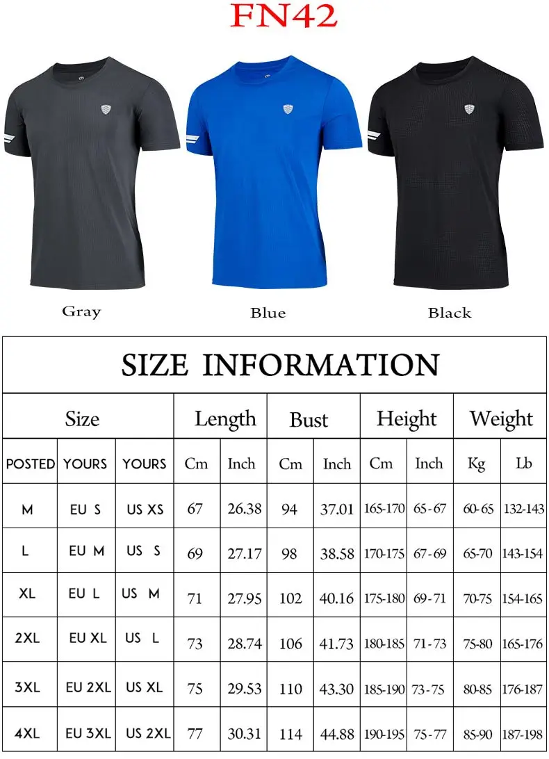 Мужская футболка FANNAI спортивные топы футболки быстросохнущая для фитнеса