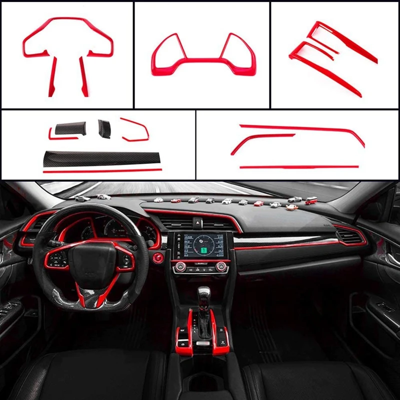 

Instrument Panel Central Control Trims Steering Wheel Cover Molding Automotive Full Set of for Honda 10Th Civic 2016-20