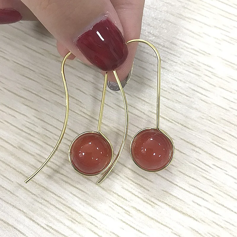 Простые Модные серьги высокого качества с кристаллами красного цвета женские