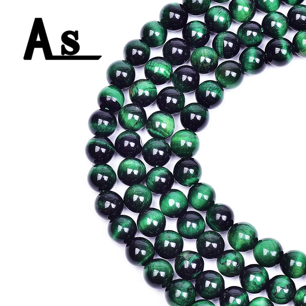 

Бусины из натурального камня Asingeloo, круглые бусины зеленого Тигрового Глаза для изготовления ювелирных изделий, 15 дюймов, выберите размер 6,8...