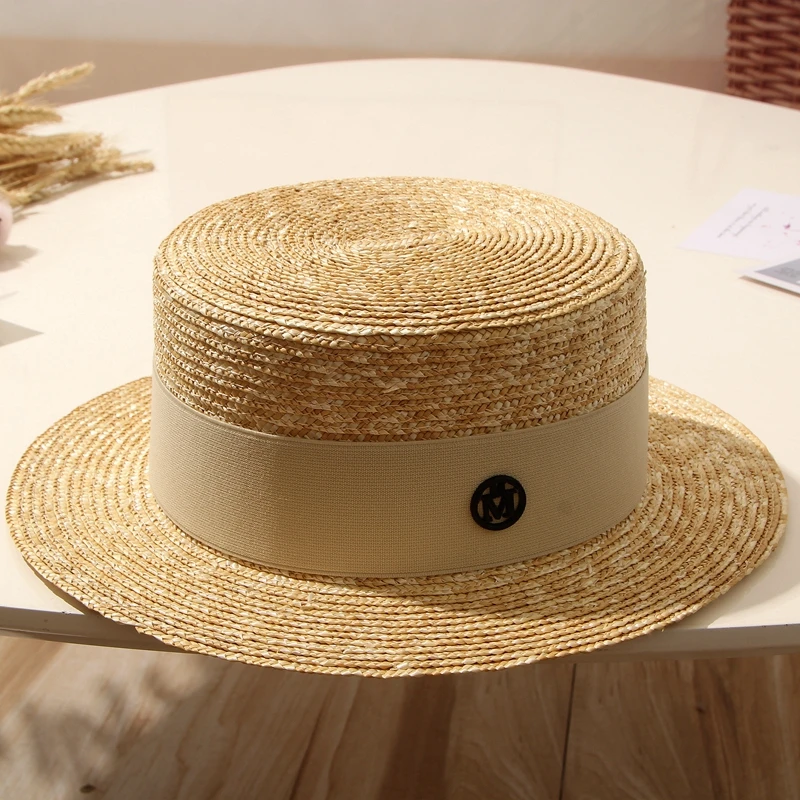 Elegant Women's Summer Hat Sun Protection Cap Female Flat Top Wide Brim Hat Multicolor Bandage Girl Straw Hat Beach Hat Sun Hats