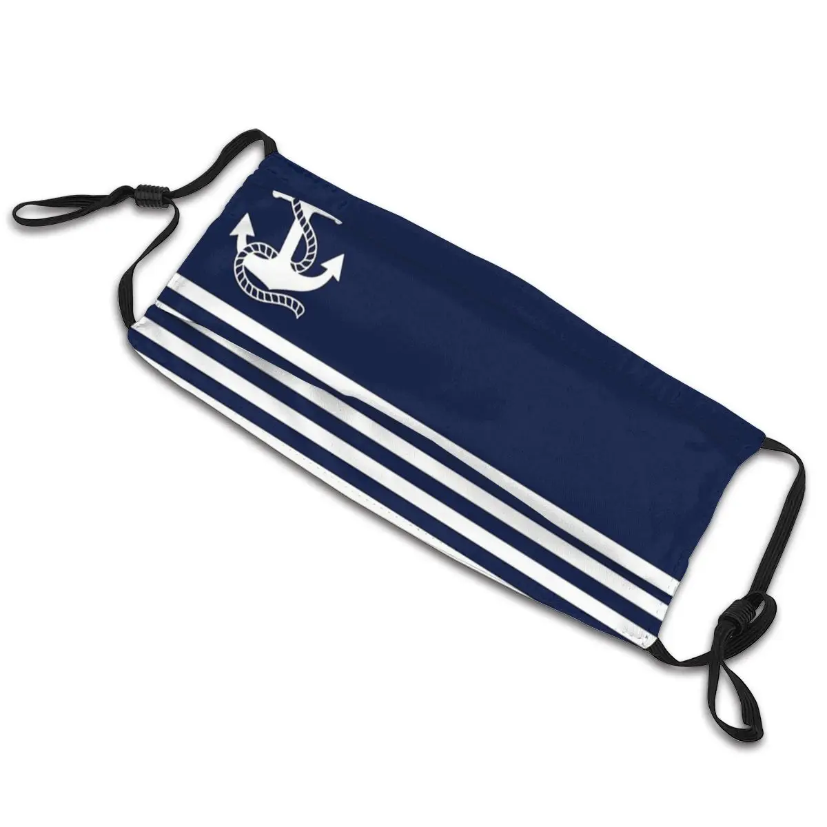 Маска для лица с морскими синими полосками и белым АНКЕРОМ многоразовая маска