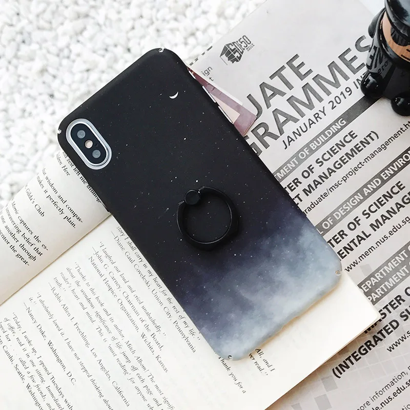 IK68-OStarCloud SoCouple чехол с кольцом для iphone X 11 Pro Max чехол для iphone XR Xs max 7 8 6 6s plus растительный лист узор накладка держатель для телефона - Цвет: IK68-OStarCloud