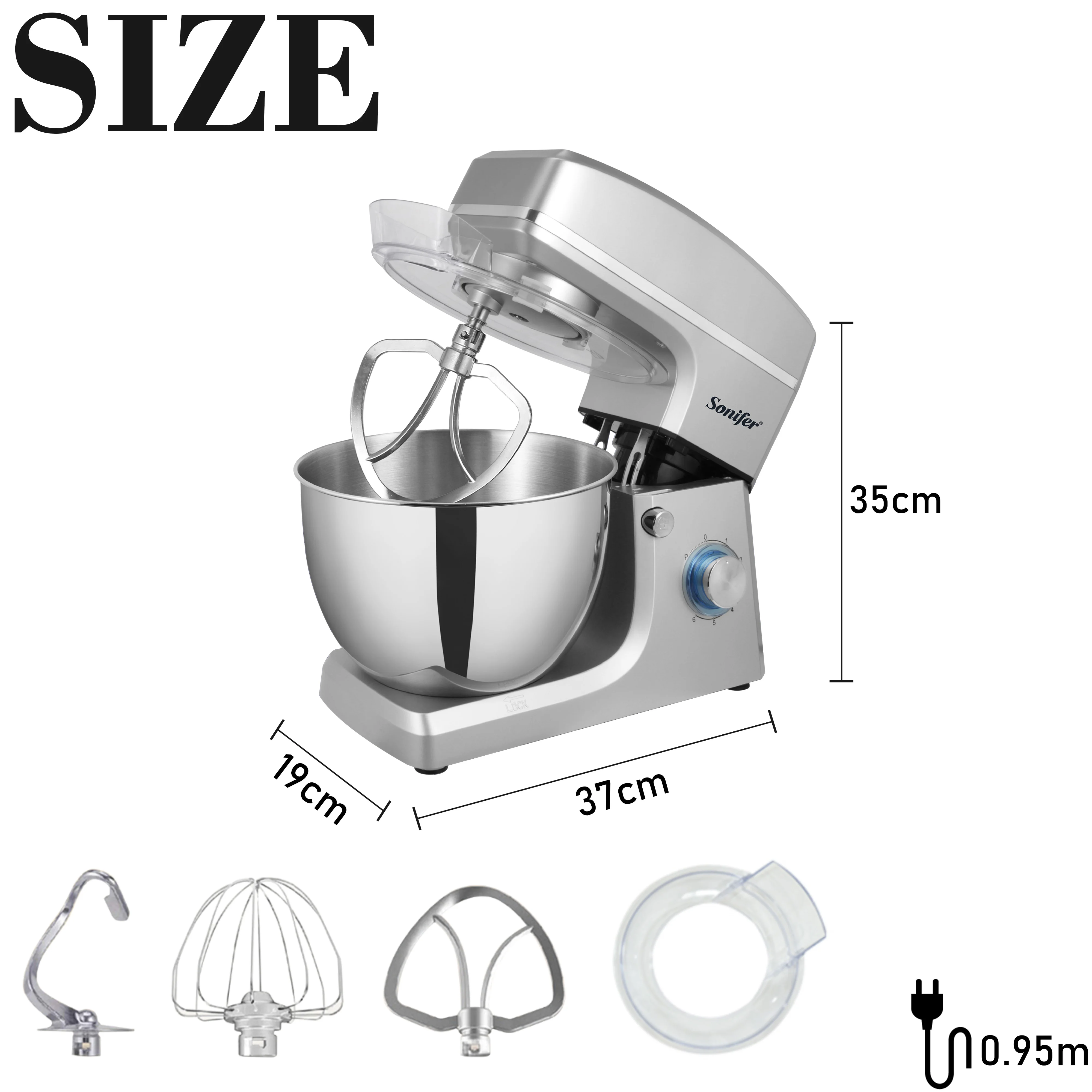

Stand Mixer Professional Kitchen Aid Food Blender Cream Whisk Cake Dough Mixers With 8L Bowl Metal Gear Chef Machine Sonifer