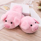 Розовые плюшевые хлопковые тапочки Toot со свиньей, осенне-зимние женские теплые домашние тапочки Baotou для пола, тапочки для женщин
