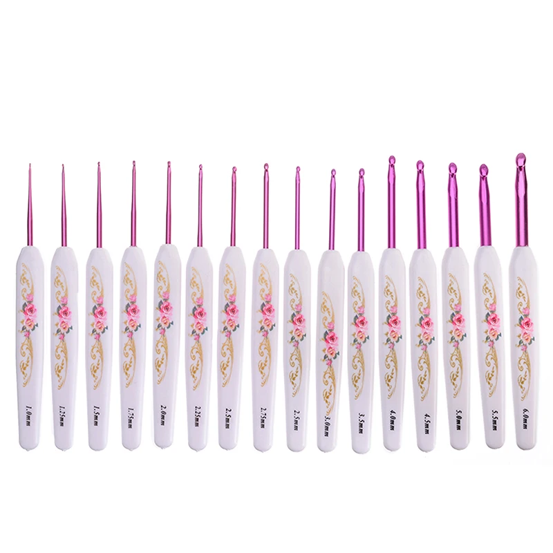 16 шт. новый мягкий захват крючком крючок набор ручка алюминий 1 0 ~ 6 мм для вязания