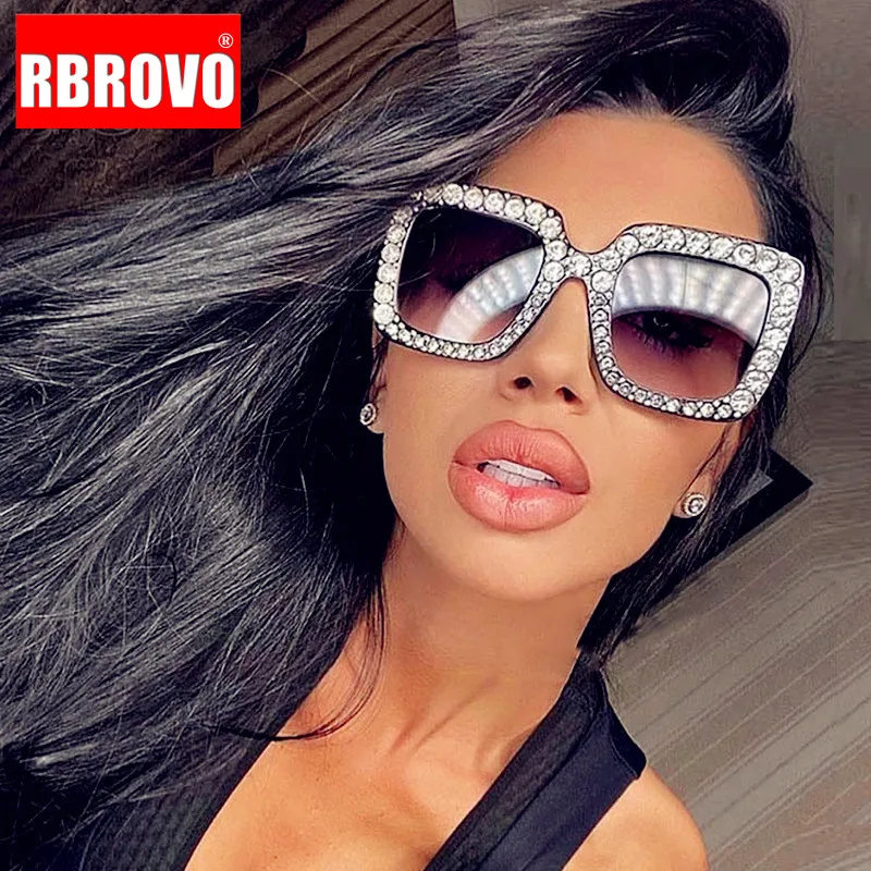 

RBROVO 2021 Square Oversized Sunglasses Women Vintage Eyewear Luxury Brand Sun Glasses Women/Men UV400 Oculos De Sol Masculino