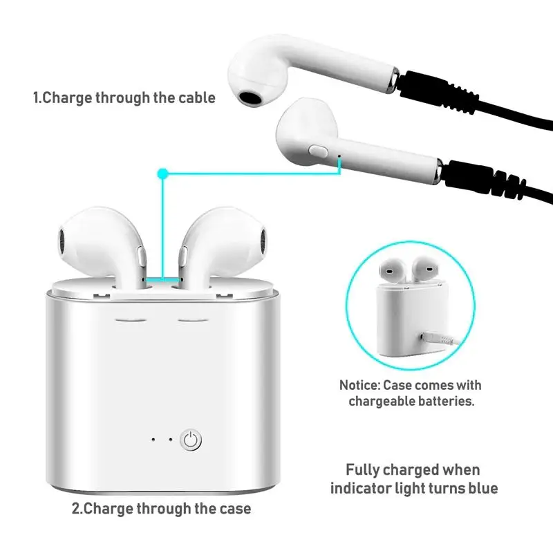 Mini Wireless Earphone i7s Music Stereo Bass Handfree Headset TWS Earbuds | Электроника