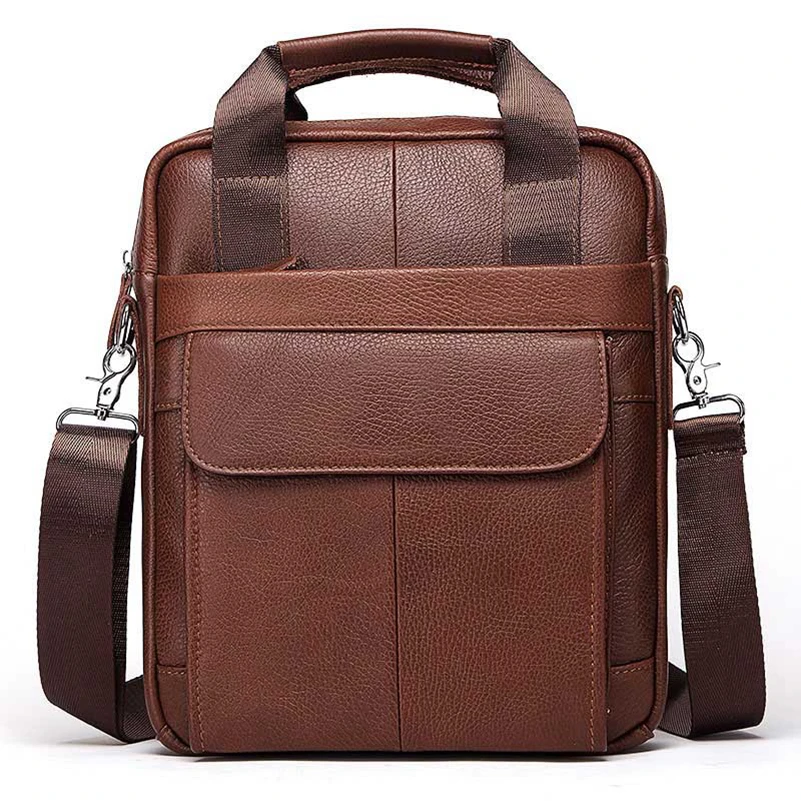 100% Genuine Leather Men s Retro Shoulder Bag Male Crossbody Bags Quality Large Capacity Messenger Bag Handbag IPad Briefcase