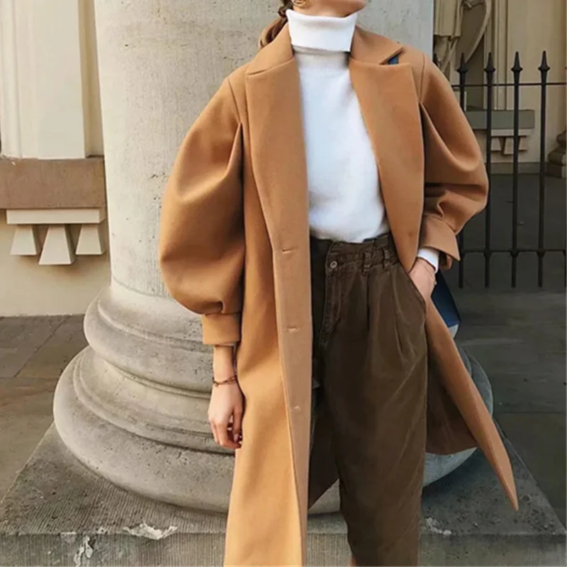 

Осенний Тонкий Женский Тренч из искусственного меха, длинная куртка цвета хаки, элегантная женская верхняя одежда, однобортное повседневно...