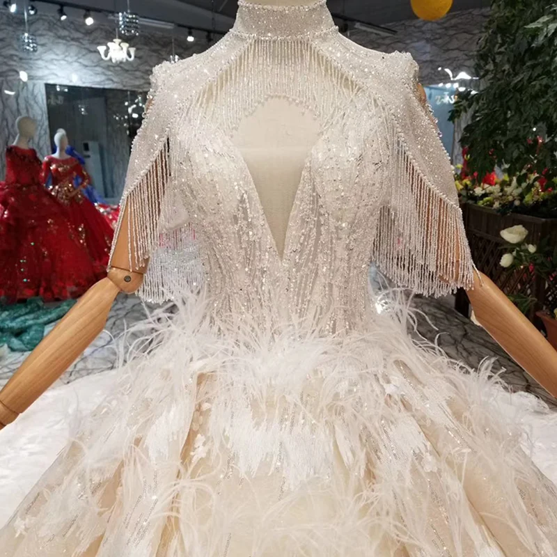 LS11295 Специальное свадебное платье со съемным плечевым ремнем стразами ручной