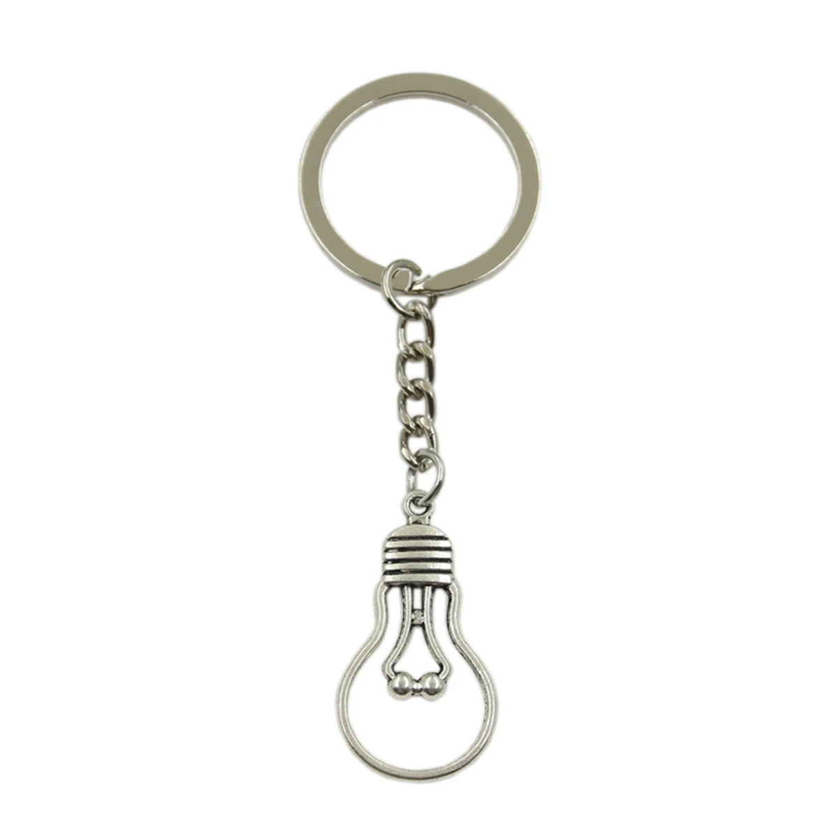 Factory Price Light Bulb Pendant Key Ring Metal Chain Silver Color Men Car Gift Souvenirs Keychain Dropshipping